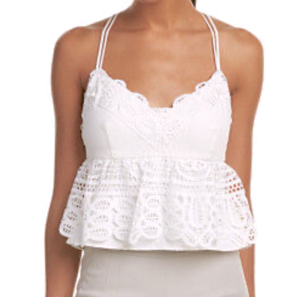 Gianni Bini White Embellished Camisole Crop Top